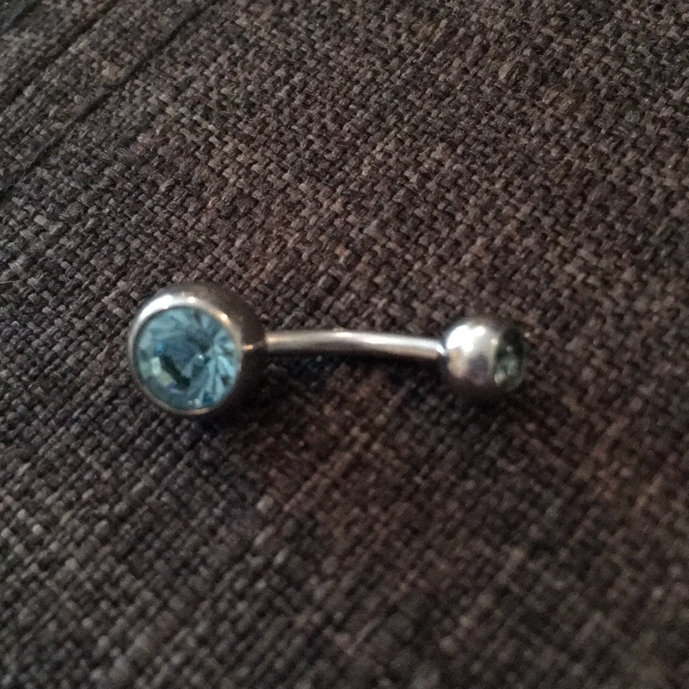 Blue stone belly button ring